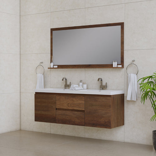 Paterno 60 inch Double Modern Wall Mounted Bathroom Vanity