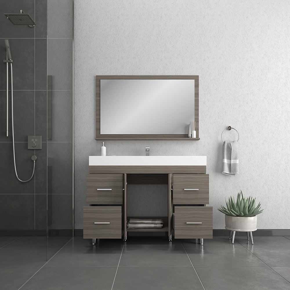 Pacific Landing 47 Vanity Set with LED Accent in Grey High Gloss and Clear