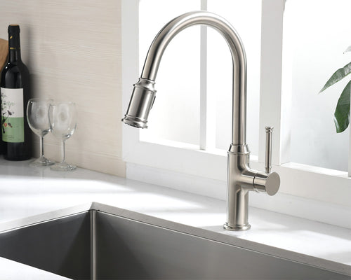 Lucena Bath Single Handle Pull-Down Kitchen Faucet, Brushed Nickel