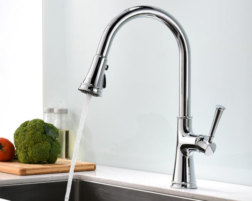 Lucena Bath Single Handle Pull-Down Kitchen Faucet, Polished Chrome