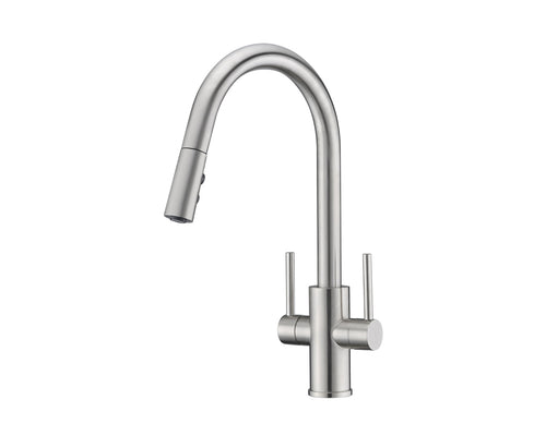 Lucena Bath Two Handle Pull-Down One Hole Kitchen Faucet, Brushed Nickel