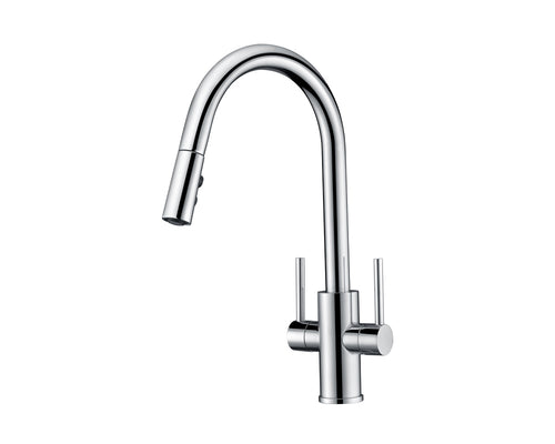 Lucena Bath Two Handle Pull-Down One Hole Kitchen Faucet, Polished Chrome