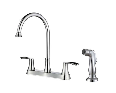 Lucena Bath Two Handle Kitchen Faucet W/Side Spray, Polished Chrome